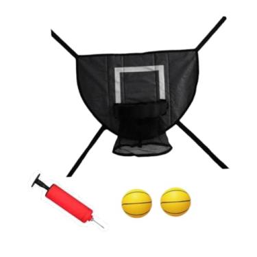 Imagem de Pegciuho Mini cesta de basquete para trampolim, leve, fácil de montar, brinquedo esportivo, jogo de gol, acessórios para trampolim, Preto