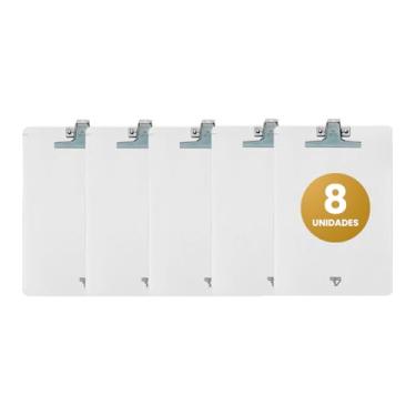 Imagem de Prancheta Acrílico Ofício Cristal Garra Metal - Kit C/ 8 Un