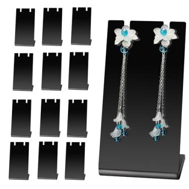 Imagem de Binxus 12 peças de suporte de brinco, expositor de joias de acrílico em forma de L, suportes de exibição de brincos pretos para venda, brincos, colar, joias, mostras de varejo (3 x 4 x 8 cm)