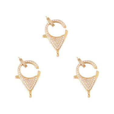 Imagem de Spritewelry 3 Peças De Fechos Garra Lagosta Em Latão Micropave Com Zircônia Cúbica Transparente E Argolas Salto, Banhados A Ouro 18K Para Fabricação Joias, 26,4 X 18,5 6 Mm, Furo: 2,8 Mm