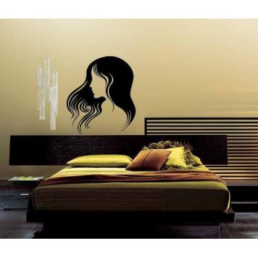 Imagem de Adesivo Decorativo de Parede Silhueta Rosto Feminino - Gaudesivos