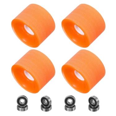 Imagem de PATIKIL Rodas de skate de 70 mm, 1 conjunto de rodas de rua de dureza 85A PU Flash Cruiser de alta elasticidade com rolamentos 608RS para substituição de skates, laranja