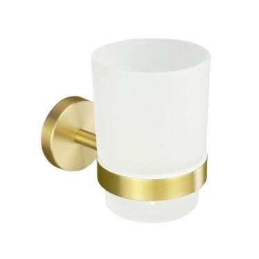 Imagem de Acessórios para banheiro em ouro escovado, porta-toalhas, porta-copos, porta-toalhas, porta-papel, porta-escova de vaso sanitário, gancho para casaco (porta-copos)