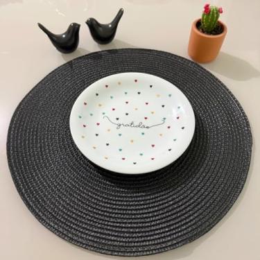 Imagem de Kit 4 Lugares Jogo Americano Descanso Prato Redondo Decorativo Supla De Mesa Posta Jantar (Preto)