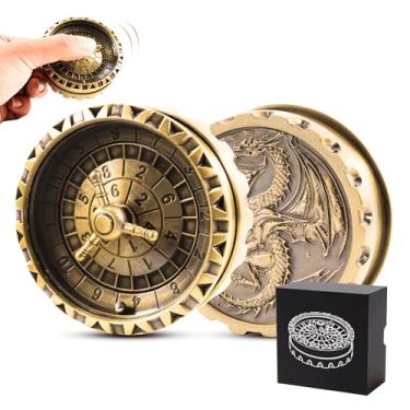 Imagem de Froggod Roulette Dice Spinner – 1pc Metal DND Spinner with 3D Relief | Mechanical DND Dice with Gorgeous Gift Box for Rolling Game(D12 Ancient Gold)