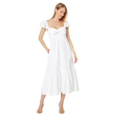 Imagem de Lilly Pulitzer Manga esvoaçante feminina Lantana Ey, Ilhó de folha tropical branca Resort, 5
