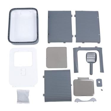 Imagem de Caixa de areia de gato fechada de grande capacidade de entrada de odor de controle de odor plástico Caixa de areia de plástico coberta (Branco)