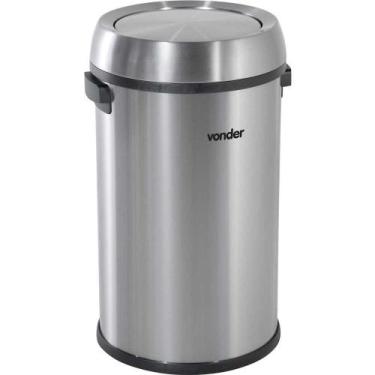 Imagem de Lixeira Redonda Tampa Basculante 65l Inox Cinza Vonder