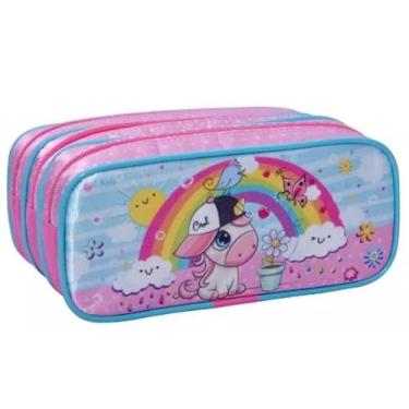 Imagem de Estojo Escolar Triplo Unicórnio Baby Estojos Kids