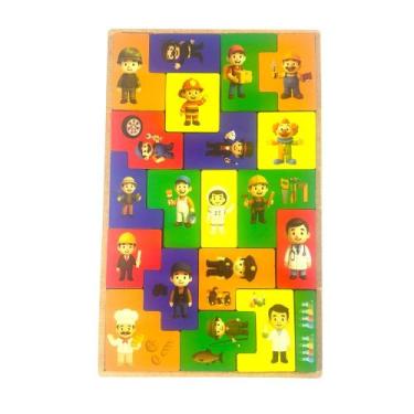 Imagem de Jogo Tetris Profissões Infantil em MDF 6mm  Quebra-Cabeça Educativo Mo
