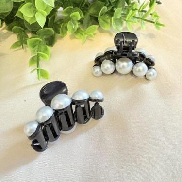 Imagem de Mini Piranha Garra com Perolas para Cabelo Preto - Pistache Acessórios