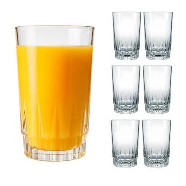 Imagem de Kit 6 Copo De Vidro Transparente Long Drink 300ml Água Suco - CLICK HO