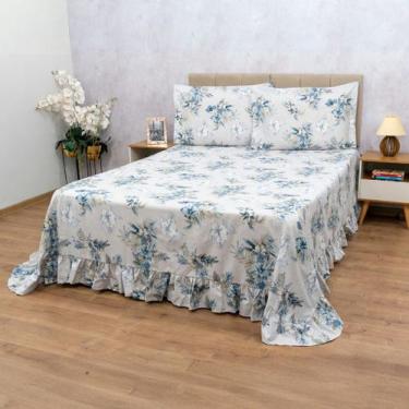 Imagem de Colcha Cobre Leito Casal Queen Babado Micropercal Estampado - Bem Me Q