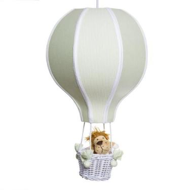 Imagem de Lustre Balão Grande Verde Com Leão Quarto Bebê Infantil - Potinho de m
