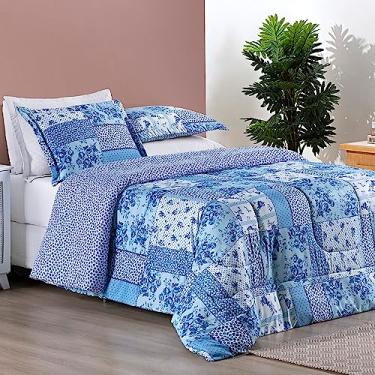 Imagem de kit edredom MACIO 3 peças vários tamanhos QUEEN KING e SUPER KING estampado (Azul Sereno, Super King)