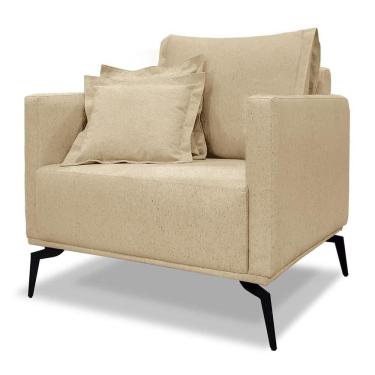 Imagem de Poltrona Para Sala Pés De Metal Vecchia S06 Linho Dourado - Mpozenato