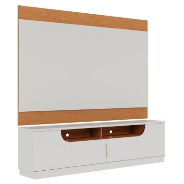 Imagem de Painel 75 Pol Chile E Rack Brescia Off White/freijó C05 - Mpozenato