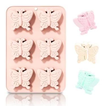 Imagem de Molde de silicone de borboleta, molde de chocolate borboleta 3D, molde de cozimento com tema de borboletas, bandeja de cubo de gelo, faça você mesmo, ferramenta de cozimento para bolo, sobremesa