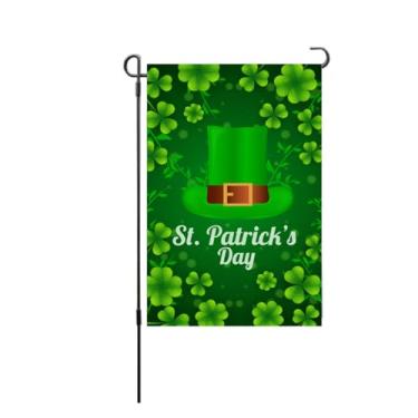 Imagem de Bandeira do jardim do dia de St Patricks, bandeira decorativa ao ar livre vibrante à prova de clima de dupla face para o quintal 17,7x11,8 polegada (S29)