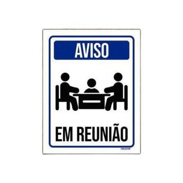 Imagem de Placa De Sinalização Aviso Sala Em Reunião 36X46