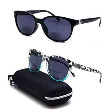 Imagem de BillieJoe Óculos de sol bifocais óculos de leitura femininos de designer de moda (embalagem com 2) armação clássica vintage (1,75)