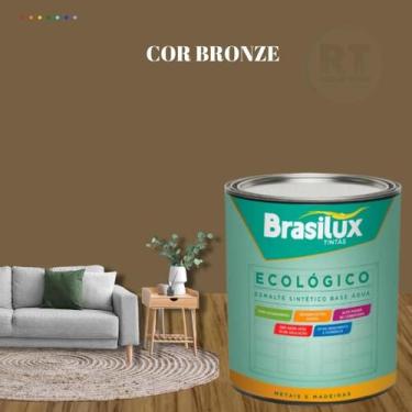 Imagem de Esmalte Sintético Brasilux Base Água Ecologico Cor Marrom 800ML Brilha
