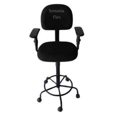 Imagem de Cadeira Secretaria Caixa Alta Braço Regulagem Altura Rodízio - Sintoni