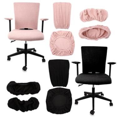 Imagem de SmoothNovelty Conjunto de 8 capas de cadeira de escritório universais elásticas para computador capa de assento para cadeira de mesa com apoio de braço, removível e lavável, antipoeira para encosto