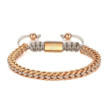 Imagem de WP WEPICK Pulseiras masculinas de aço inoxidável banhado a ouro 18 K, corrente de elos francos, pulseira ajustável para homens, joias não manchadas, presente de aniversário, For Wrist 6.5-8 Inch, Sem