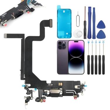 Imagem de Substituição da porta de carregamento YHX-US para iPhone 14 Pro Max USB Dock Connector Cabo flexível de substituição de microfone para iPhone 14 Pro Max A2894 A2651 A2893 A2895 com ferramentas de