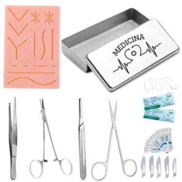 Imagem de Kit Tesoura Iris Pele Artificial Pinça - Love Saude, ESTOJO MEDICINA -