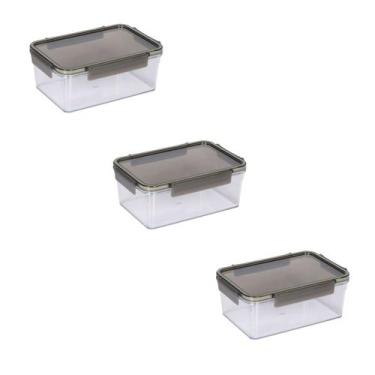 Imagem de Kit 3 Pote Organizador de Alimentos Hermético 1,6 L C/ Tampa - Mor