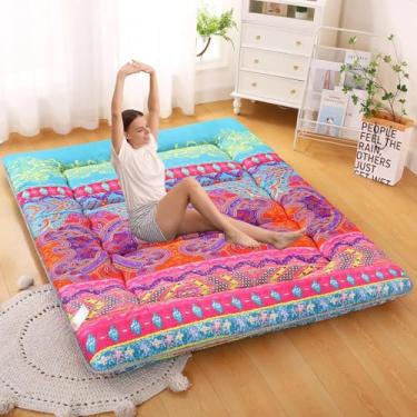 Imagem de DELADOLA Colchão de chão japonês, almofada de dormir japonesa espessa, dobrável, tapete de tatame de enrolar fácil de armazenar e portátil, colchão futon adequado para acampamento e quarto de hóspedes