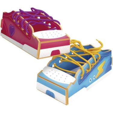 Imagem de Brinquedo Pedagogico Madeira Alinhavo Primeiros Lacos 3D 8P - Brinc de