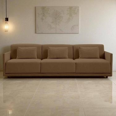 Imagem de Sofá 3 Lugares King Size Revestimento em Sarja 252cm Nov005 Marrom