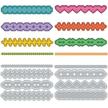 Imagem de DELORIGIN Matrizes geométricas para fazer cartões, costura, renda, estêncil de metal, scrapbook, estampagem, molde para cartões comemorativos, faça você mesmo, papel artesanal, álbum de fotos