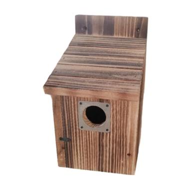 Imagem de Fenteer Casa de madeira para pássaros, de pássaro, à prova de intempéries, casa para pássaros azuis, de campo, árvore, quintal, cerca, tentilhão