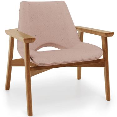 Imagem de Poltrona Decorativa Para Sala de Estar Living Base Madeira Becker L02 Linho Rosê - Lyam Decor
