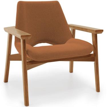 Imagem de Poltrona Decorativa Para Sala de Estar Living Base Madeira Becker L02 Bouclê Terracota - Lyam Decor