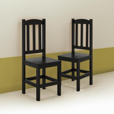 Imagem de Kit 2 Cadeiras Em Madeira Maciça Diamante Preto Sem Estofado