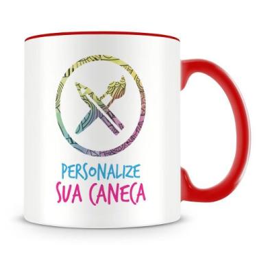 Imagem de Caneca Personalizada com Interior e Alça Vermelho - Crie sua Caneca do