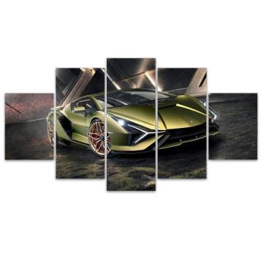 Imagem de Quadro Decorativo em Mosaico MDF Carro Mostarda 115x60cm - Império da 