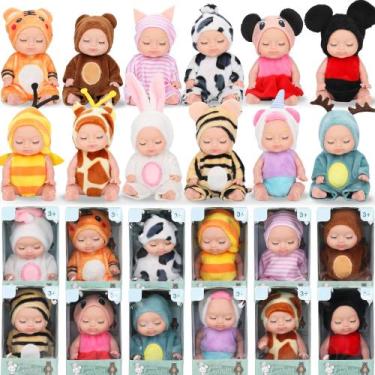 Imagem de Conjunto de mini bonecas, 12 peças de 11 cm com roupas de animais para