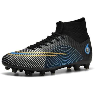 Imagem de Tênis de futebol masculinos de futebol com pontas longas, couro e borr