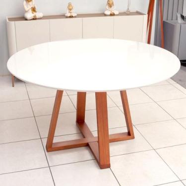 Imagem de Mesa de Jantar 1,35m Tampo de Vidro e Base em Madeira Natural - Cercat