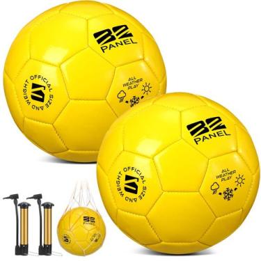 Imagem de Bolas de futebol Shappy, 2 peças, tamanho 4, amarelas com bolsa de mal