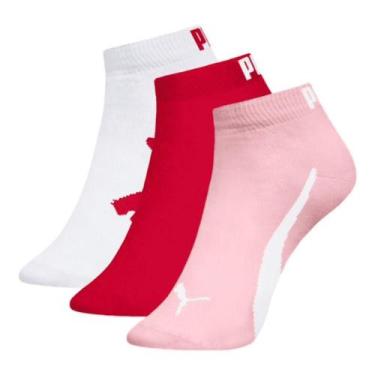 Imagem de Meia Puma Sapatilha Infantil 2710.001 C/3, Branco, Vermelho, Rosa, 25-