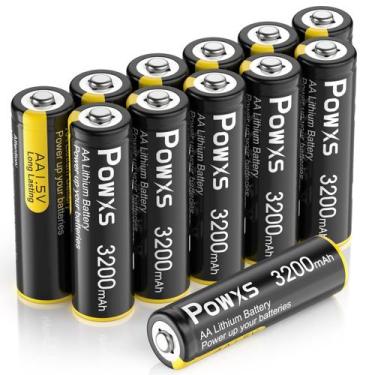 Imagem de Baterias AA de lítio e ferro POWXS 3200mAh 1.5V, pacote com 12