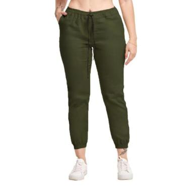 Imagem de Calça Jogger Sarja Feminina Skinny Com Punho S01F - Wooks, Verde, GG