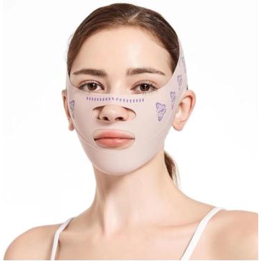 Imagem de Máscara de dormir, redutor de queixo duplo, máscara facial em forma de V, máscara facial reutilizável - faixa antienvelhecimento e antirrugas